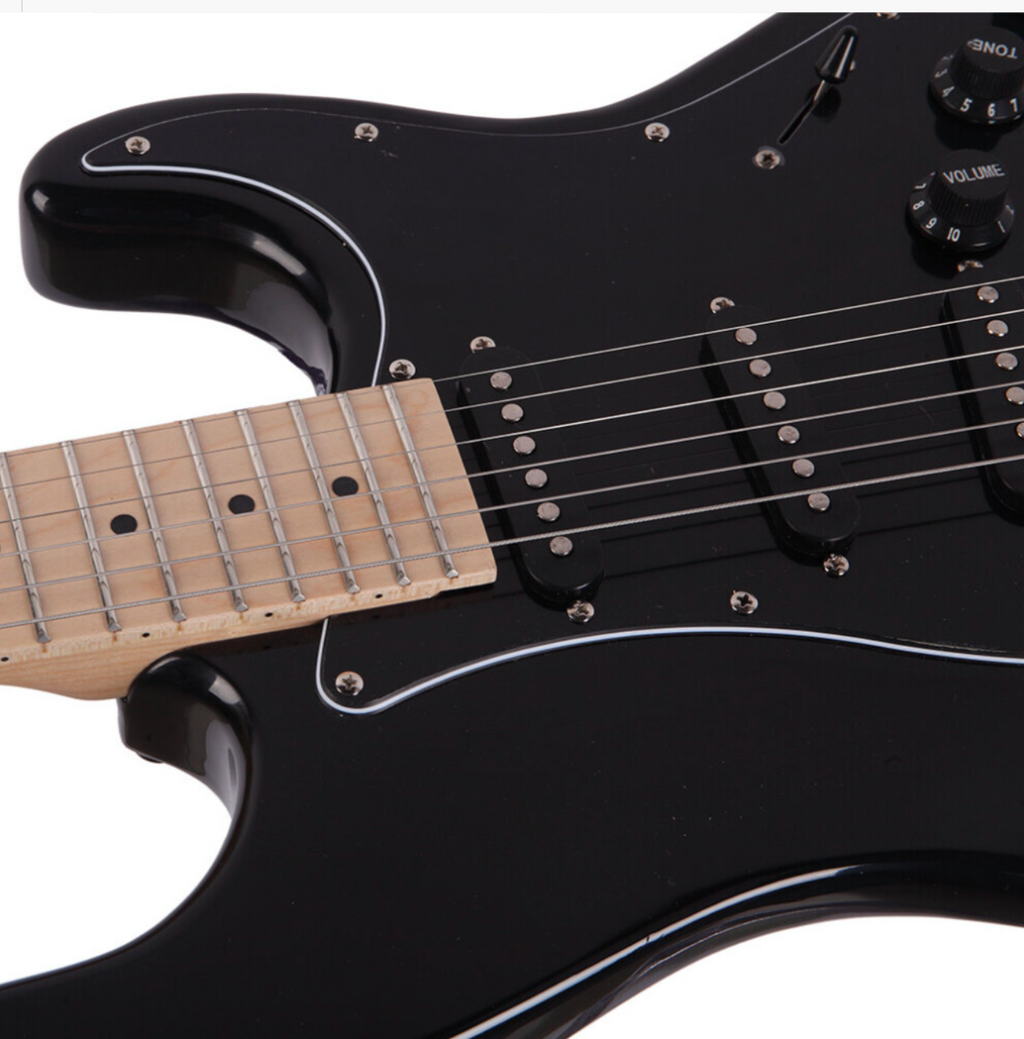 Glarry GST-E 3 Single Pickup Electric Guitar with Black Pickguard Bag Strap Wire - Truly Yours