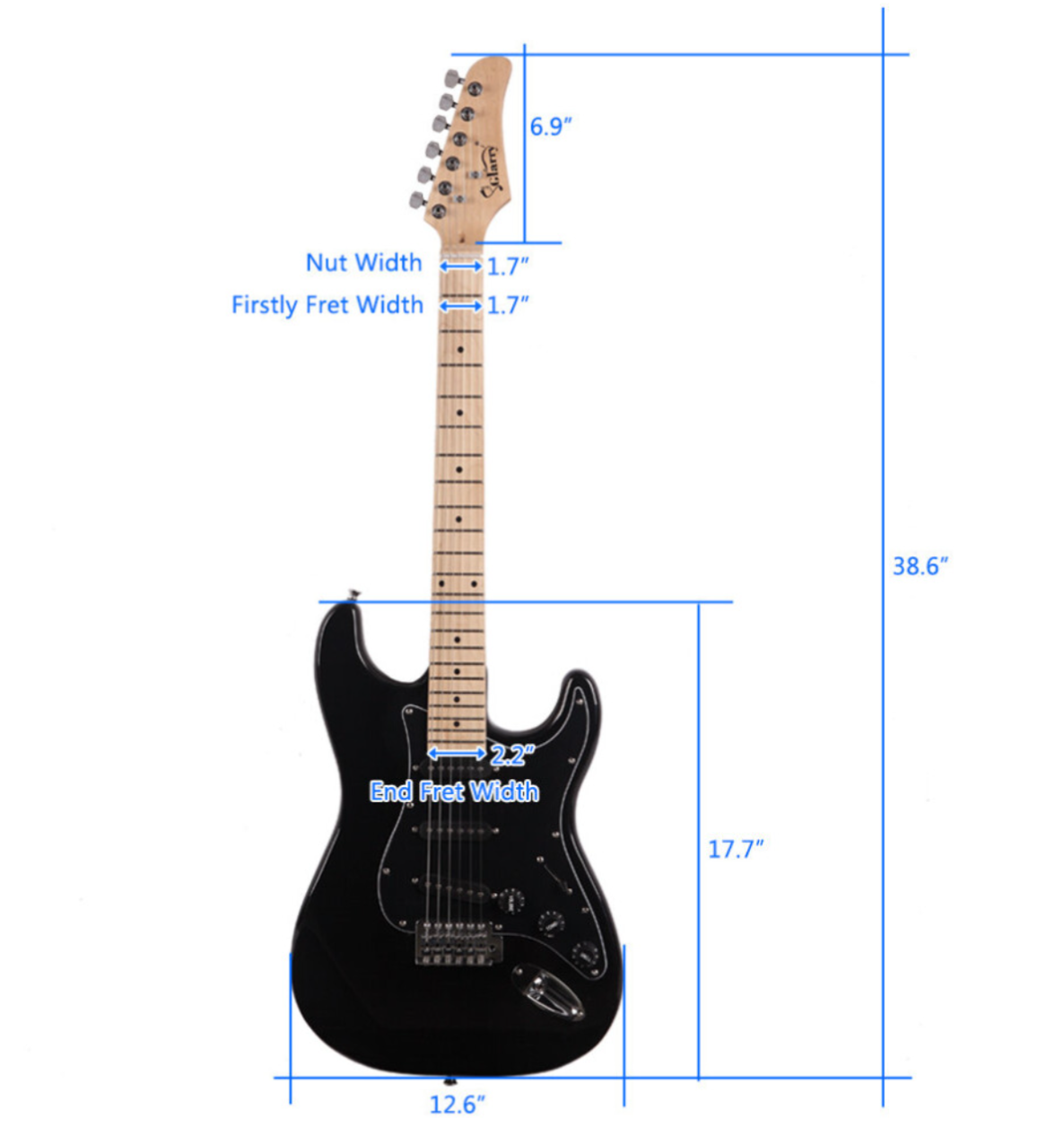 Glarry GST-E 3 Single Pickup Electric Guitar with Black Pickguard Bag Strap Wire - Truly Yours