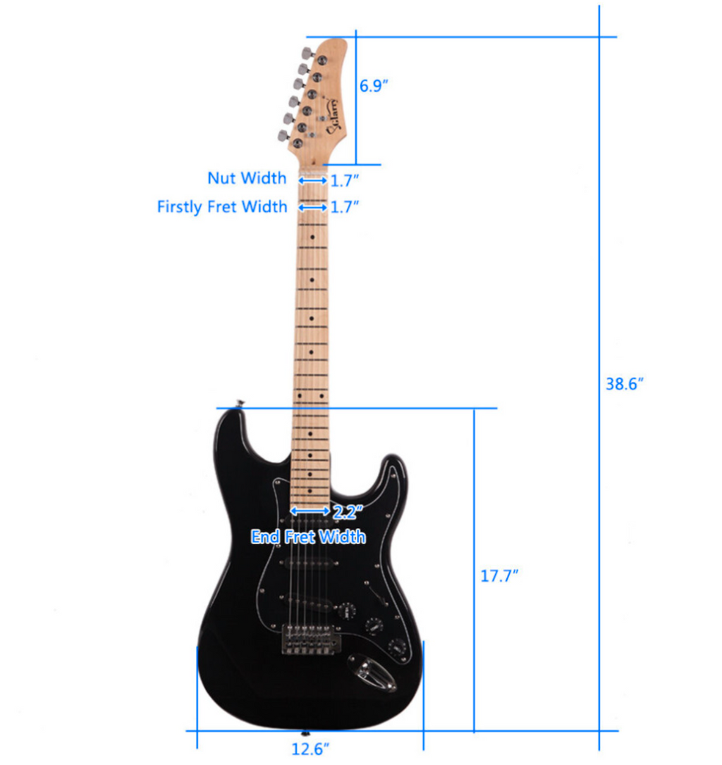 Glarry GST-E 3 Single Pickup Electric Guitar with Black Pickguard Bag Strap Wire - Truly Yours
