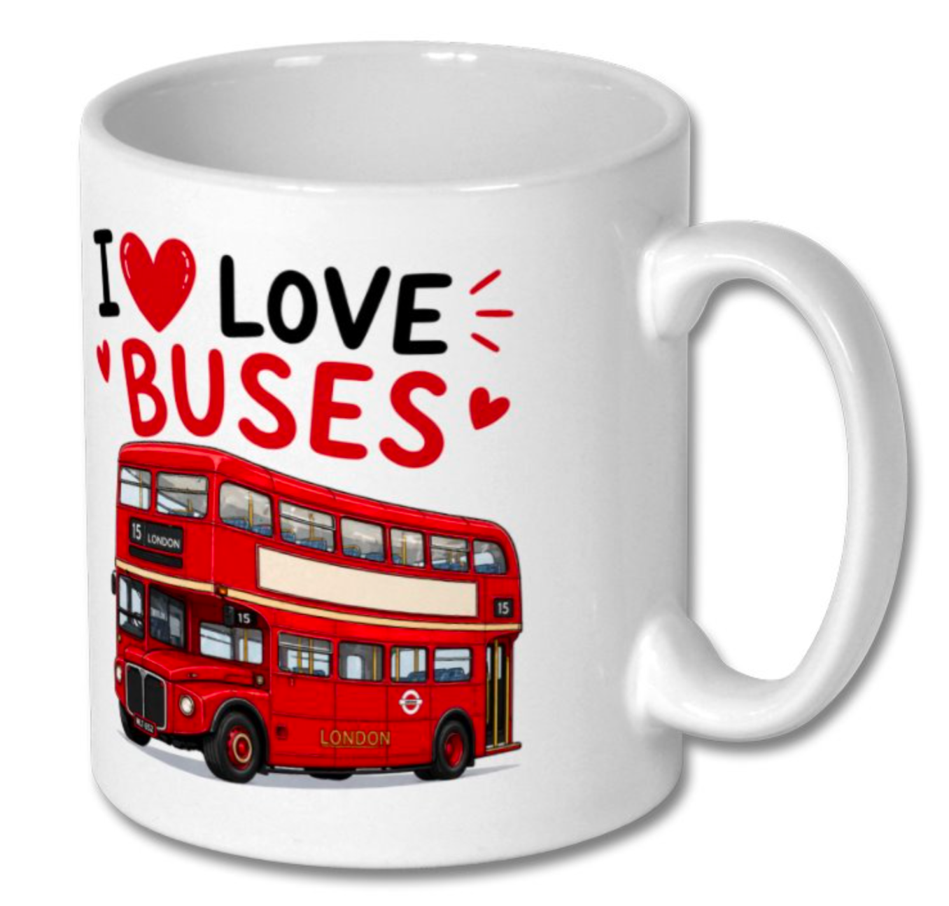 I Love Buses Mug – Double Decker Bus Gift for Bus Lovers - Truly Yours