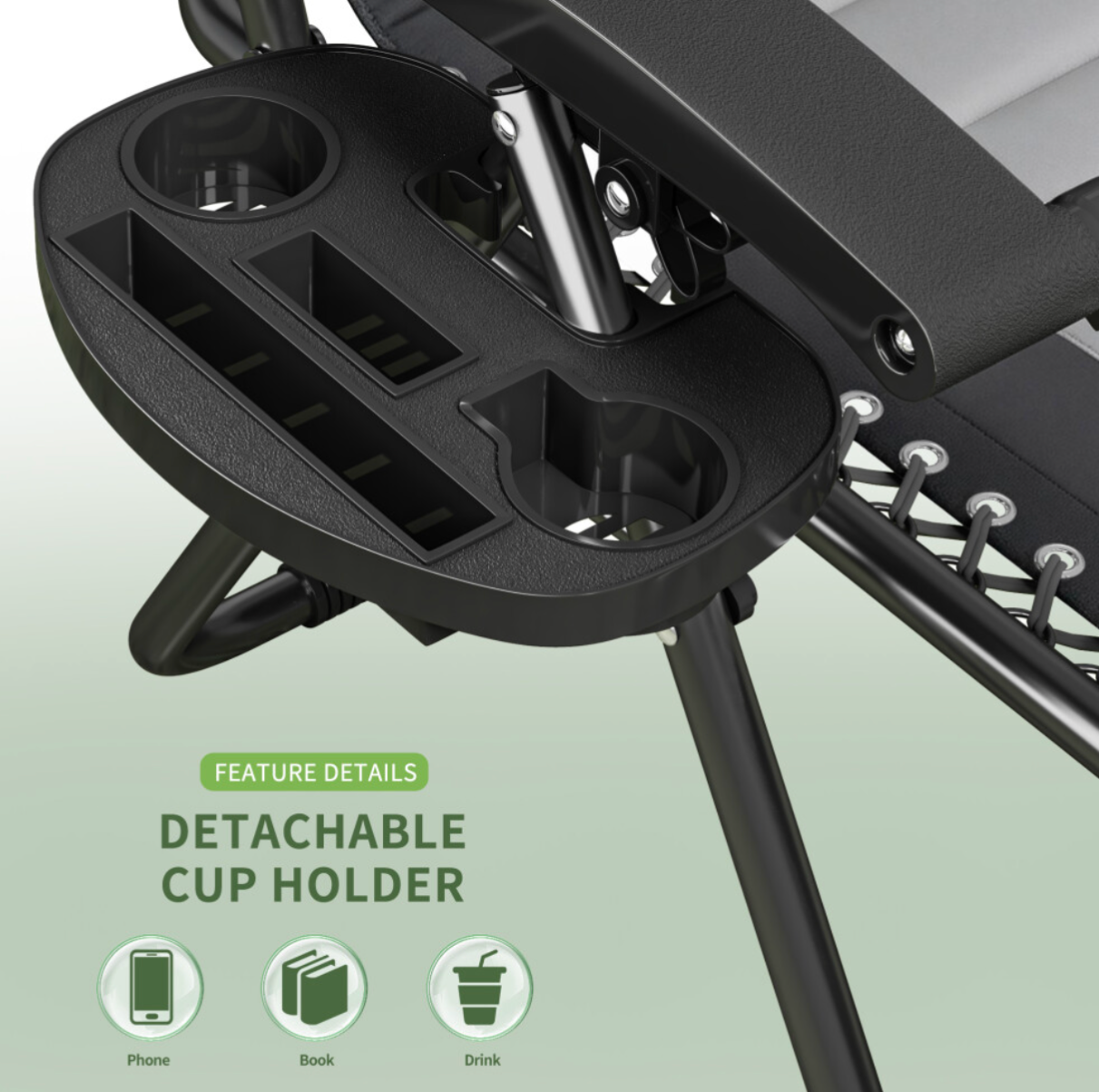Set of 2 Zero Gravity Heavy Duty Outdoor Garden Reclining Chairs with Padded Seat Black/Grey - Truly Yours