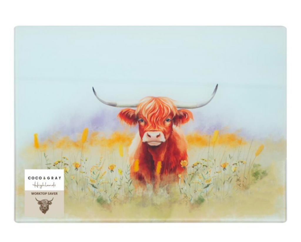 Highland Cow Glass Worktop Saver - Truly Yours