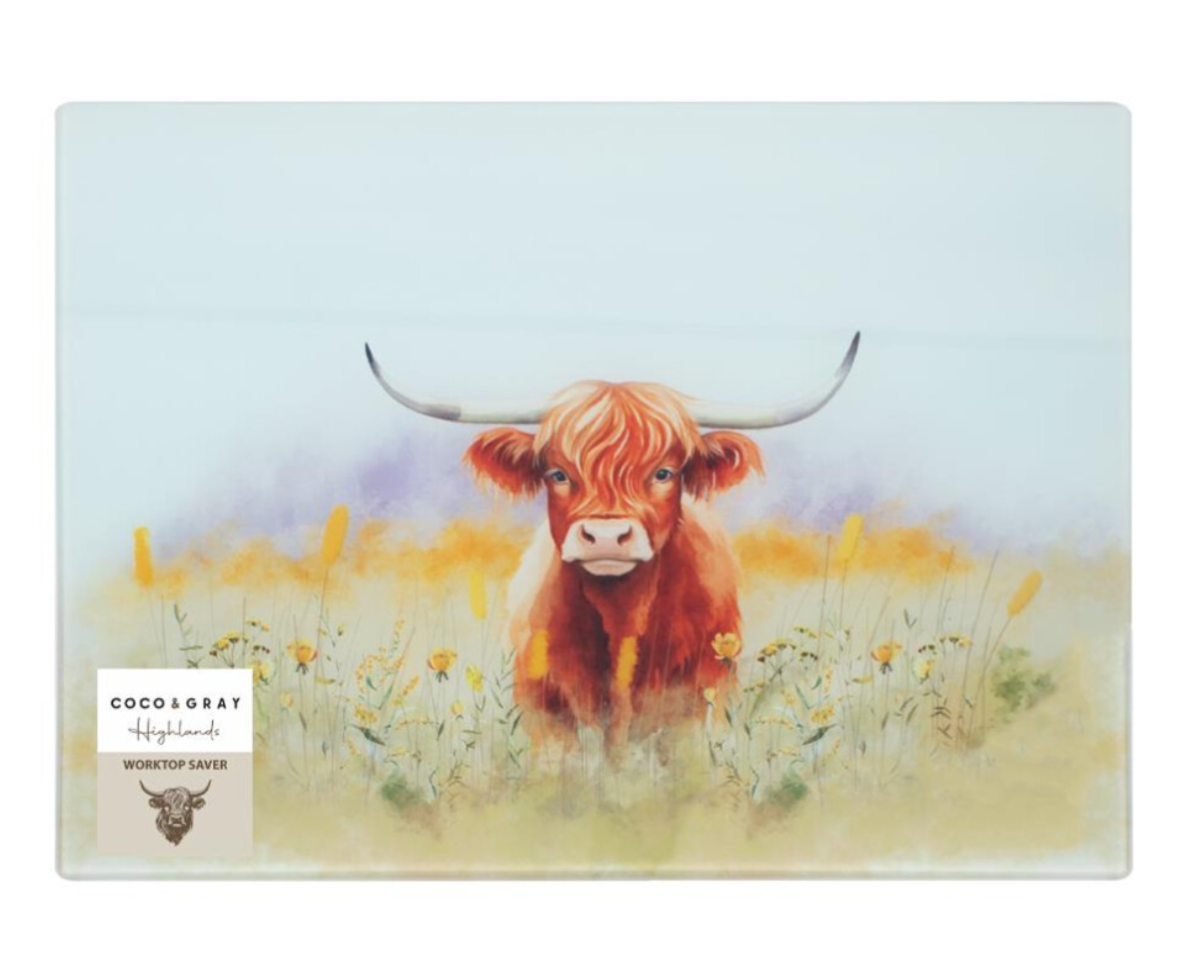 Highland Cow Glass Worktop Saver - Truly Yours