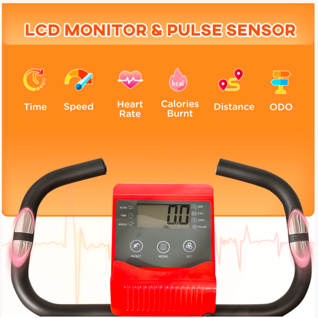 2-In-1 Folding Exercise Bike with 8-Level Magnetic Resistance Red
