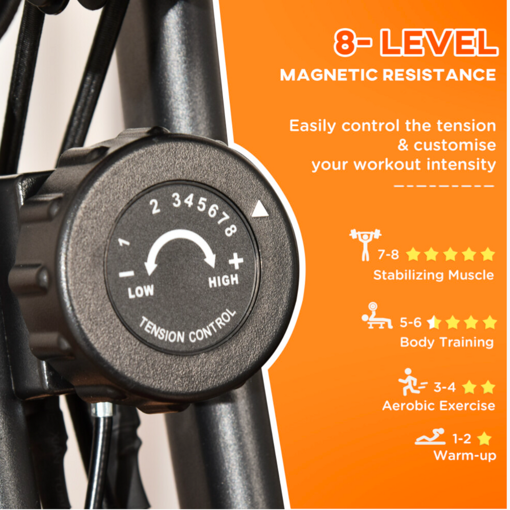 2-In-1 Folding Exercise Bike with 8-Level Magnetic Resistance Red - Truly Yours