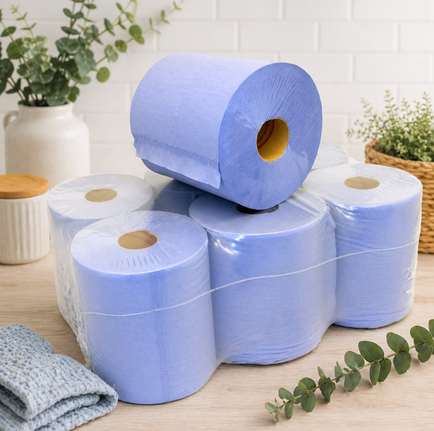 JPN Centrefeed Blue Rolls, 2-Ply, 6 Pack Paper Towels