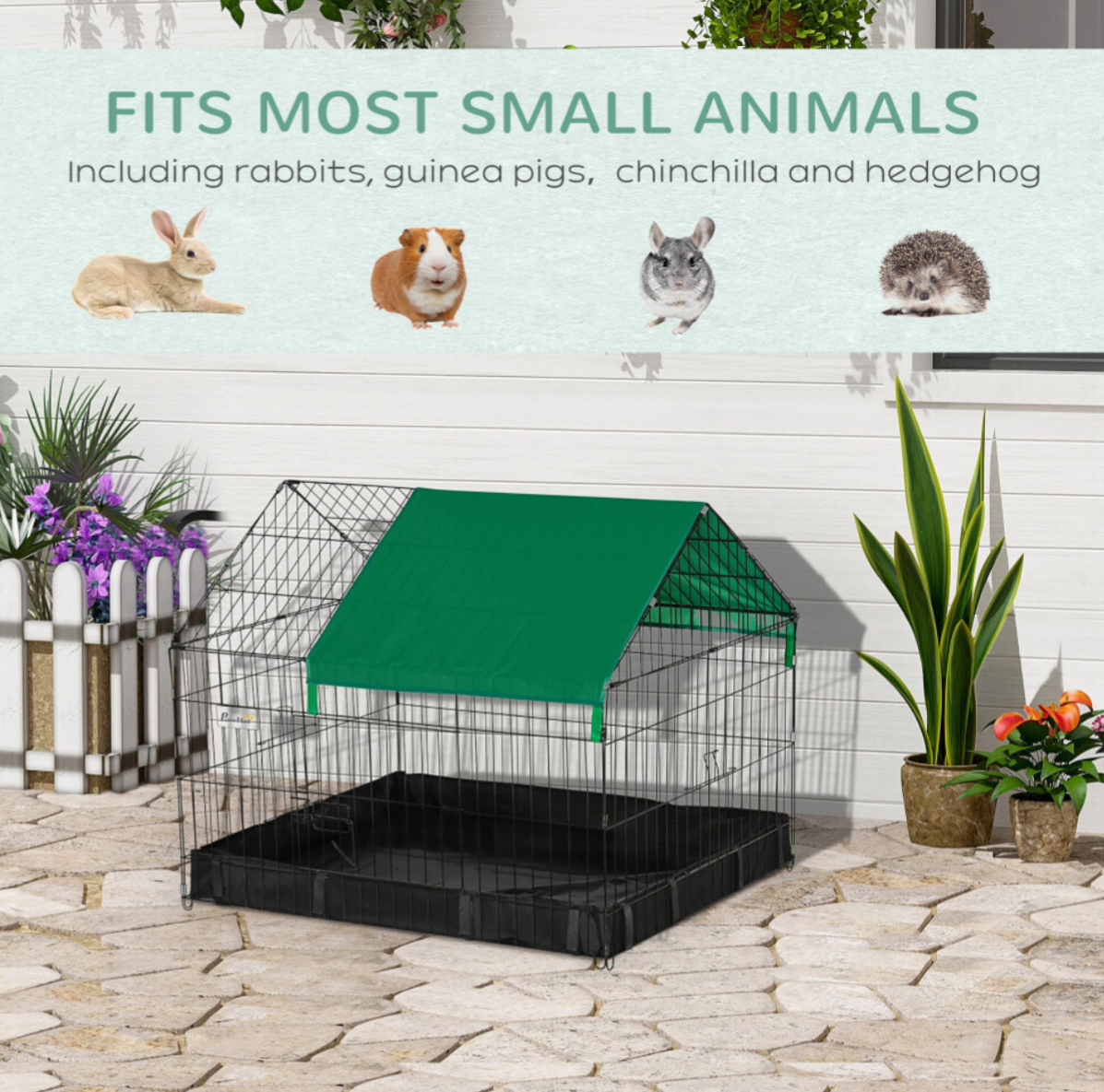 Pawhut Metal Small Animal Cage with Roof Cover & Removable Tray - Truly Yours