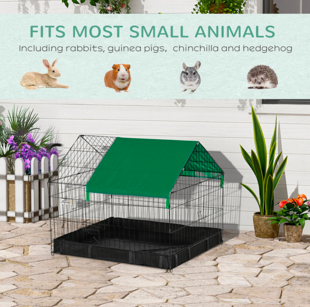 Pawhut Metal Small Animal Cage with Roof Cover & Removable Tray - Truly Yours