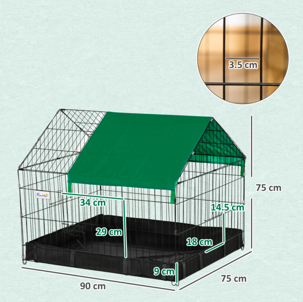 Pawhut Metal Small Animal Cage with Roof Cover & Removable Tray - Truly Yours