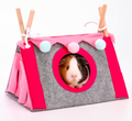 Guinea Pig Teepee Hideout – Plush Pink & Grey Small Pet House - Truly Yours