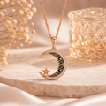 Sparkling Moon & Star Necklace – Rose Gold Finish - Truly Yours