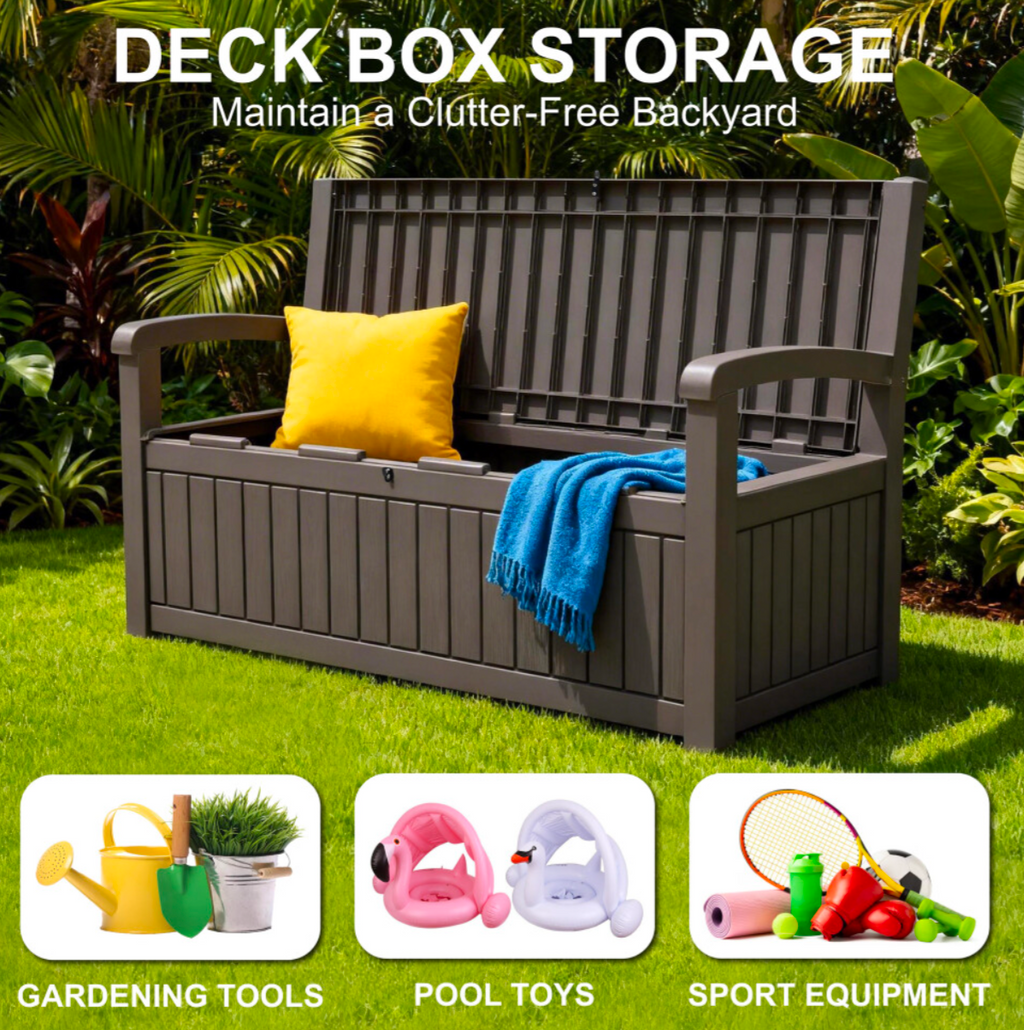 Alivio Outdoor Storage Bench Padlock Compatible 265L with Ample Storage Space (Grey) - Truly Yours
