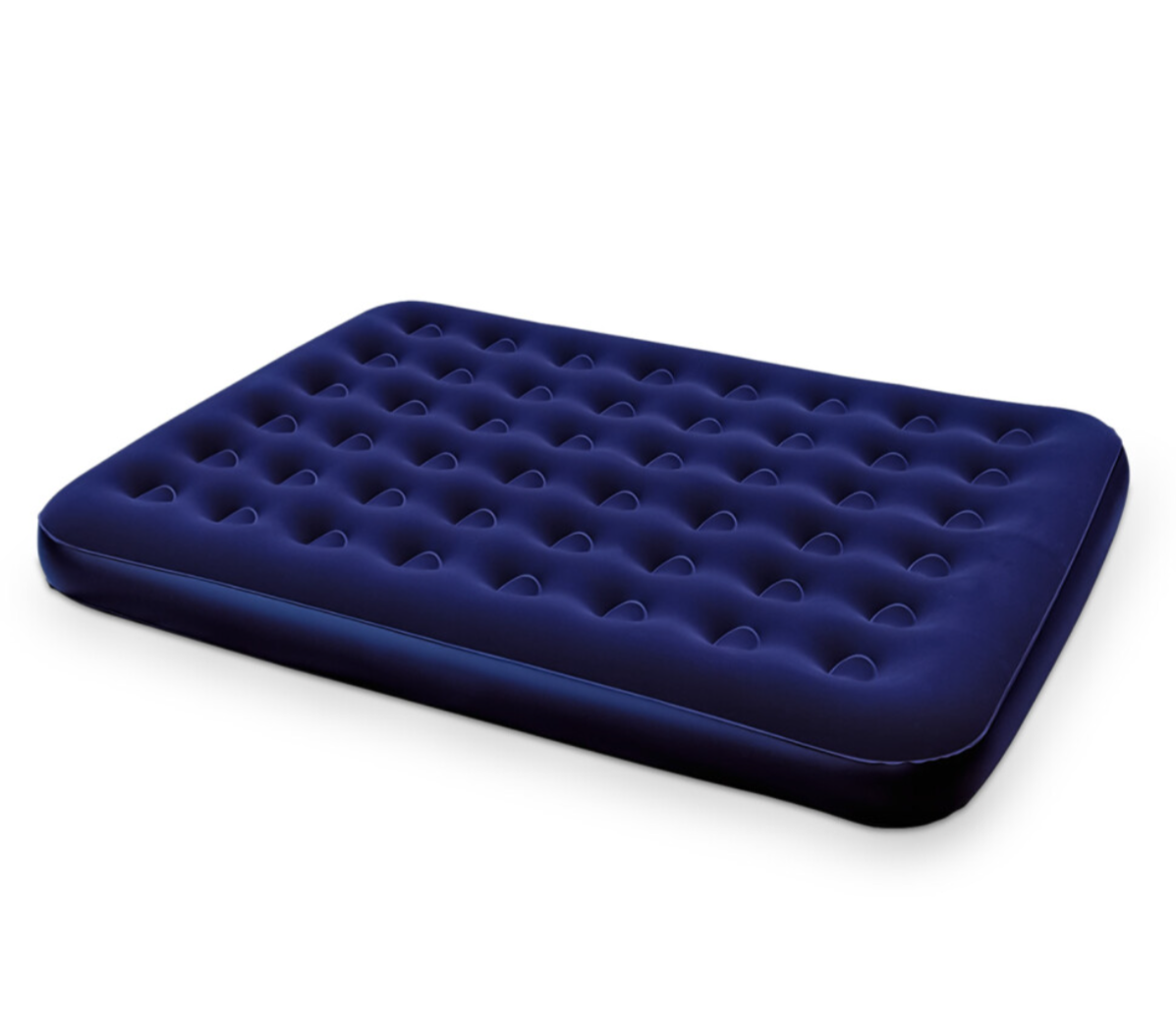 Queen Size Flocked Air Bed Mattress – Inflatable Comfort Bed 203 x 152cm Navy Blue
