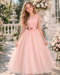 Blush Pink Lace & Tulle Flower Girl Dress - Truly Yours