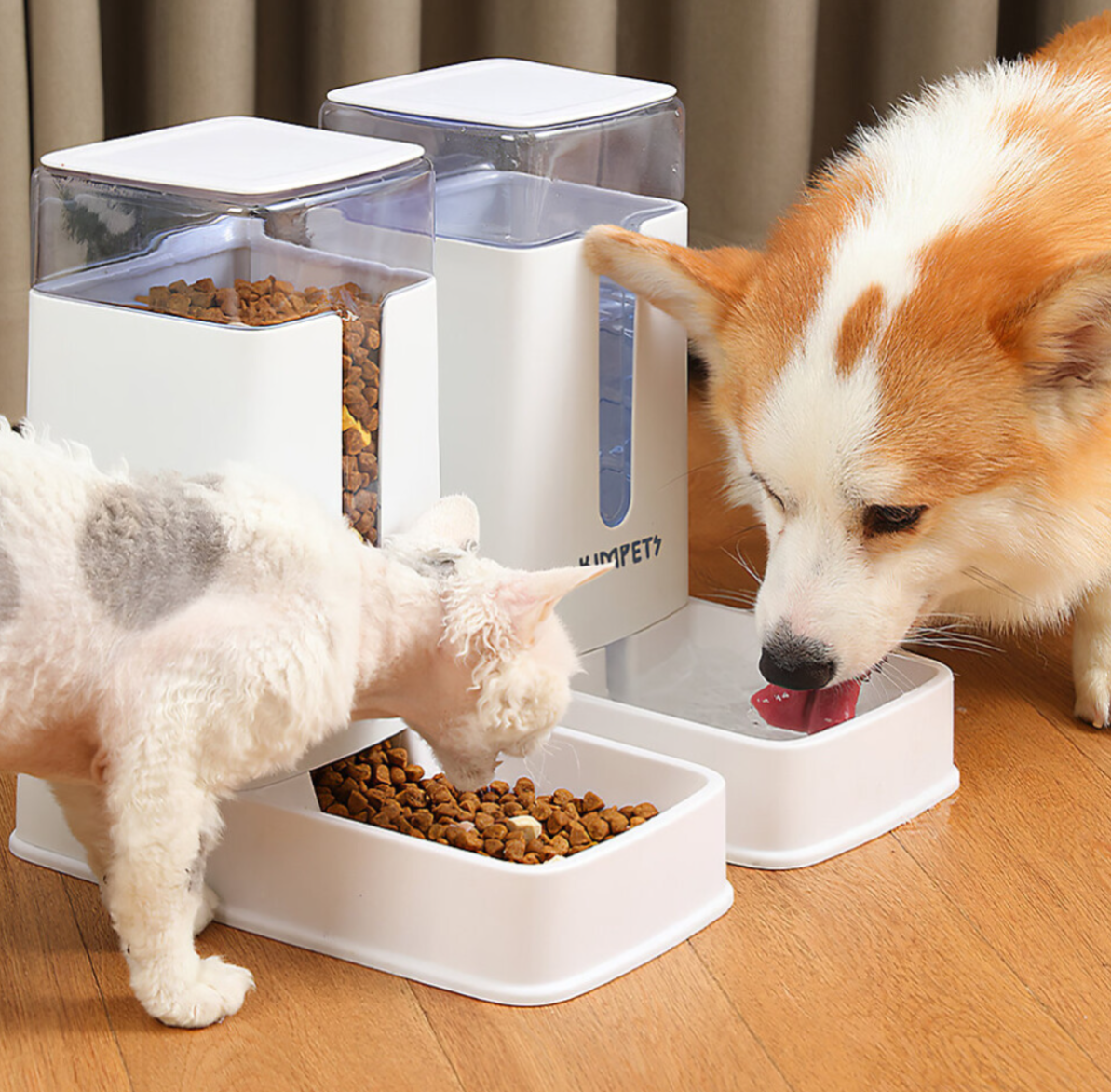 2Pcs Automatic Pet Feeder and Water Dispenser Set