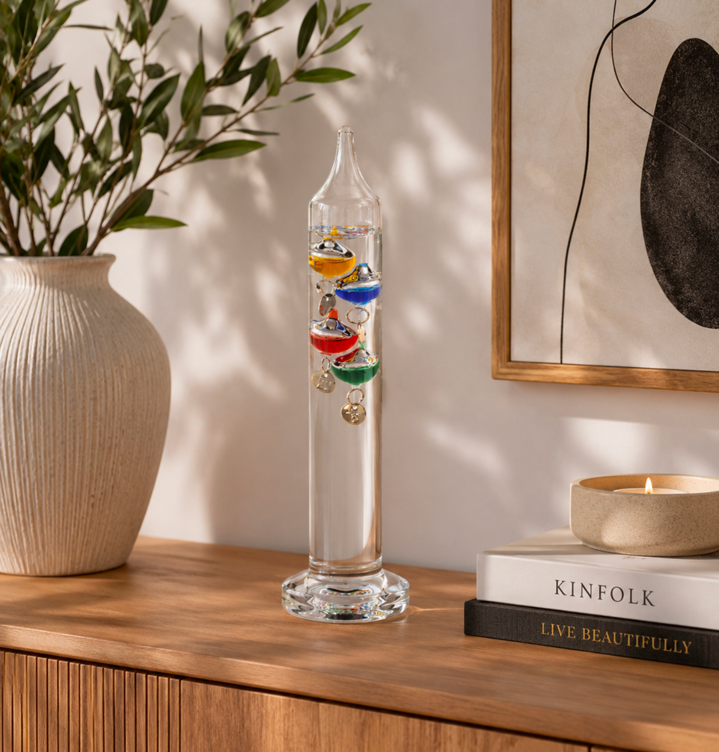 Glass Galileo Thermometer Decorative Weather & Temperature Display - Truly Yours