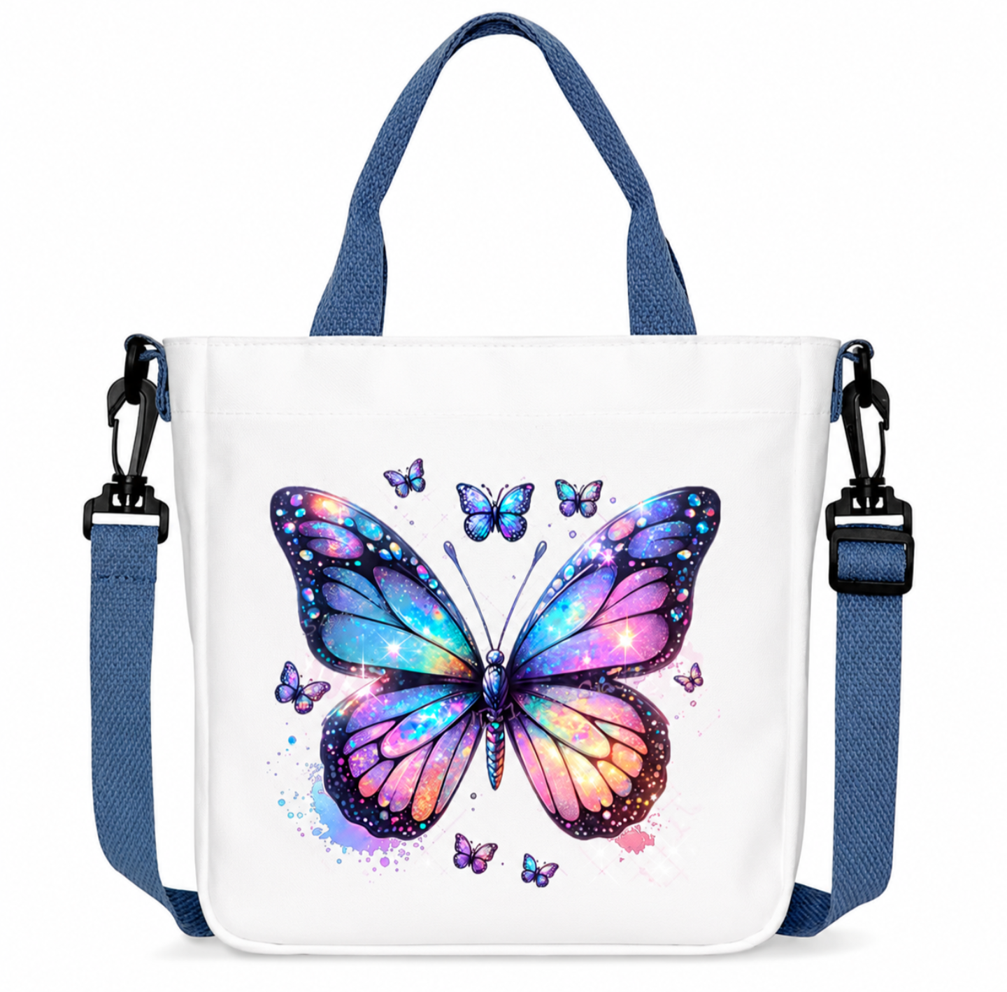🦋 Vintage Butterfly Canvas Shoulder Bag – Floral Crossbody Tote Handbag with Zip Closure ✨