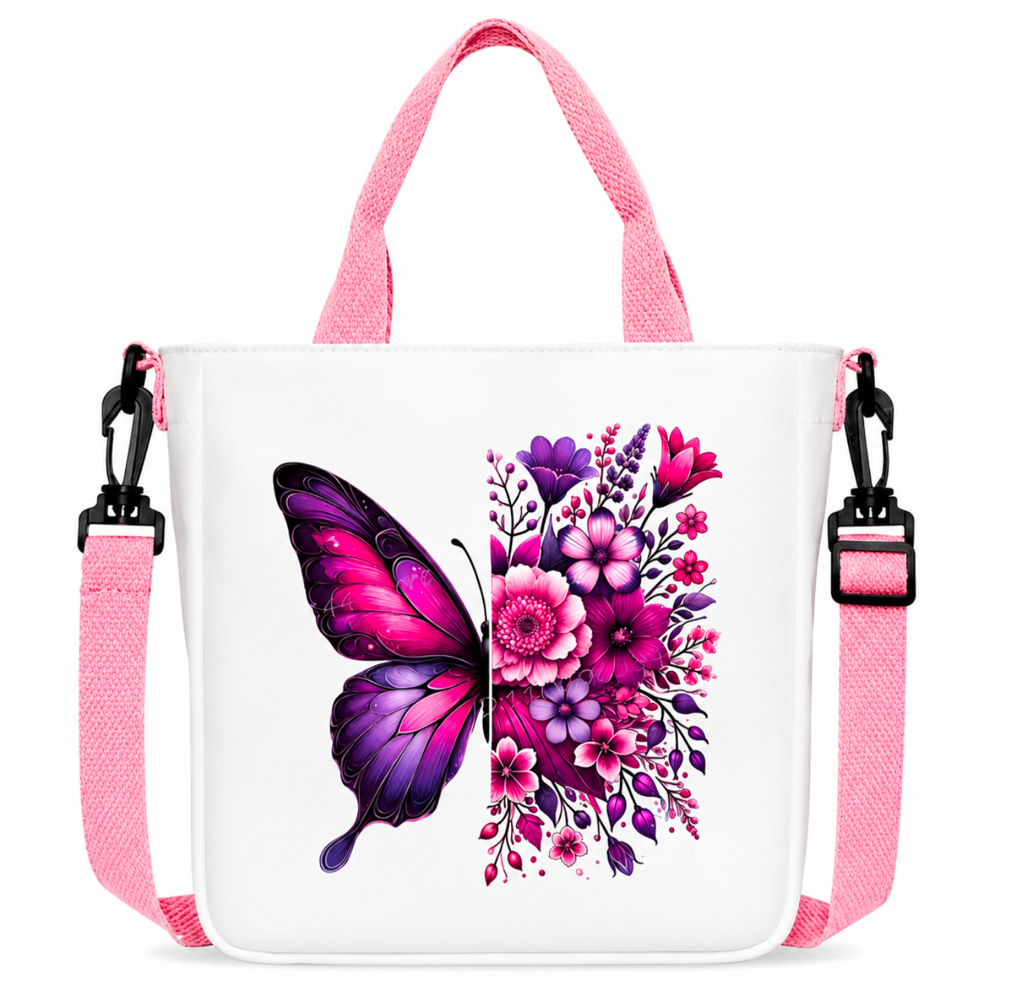 🦋 Vintage Butterfly Canvas Shoulder Bag – Floral Crossbody Tote Handbag with Zip Closure ✨ - Truly Yours