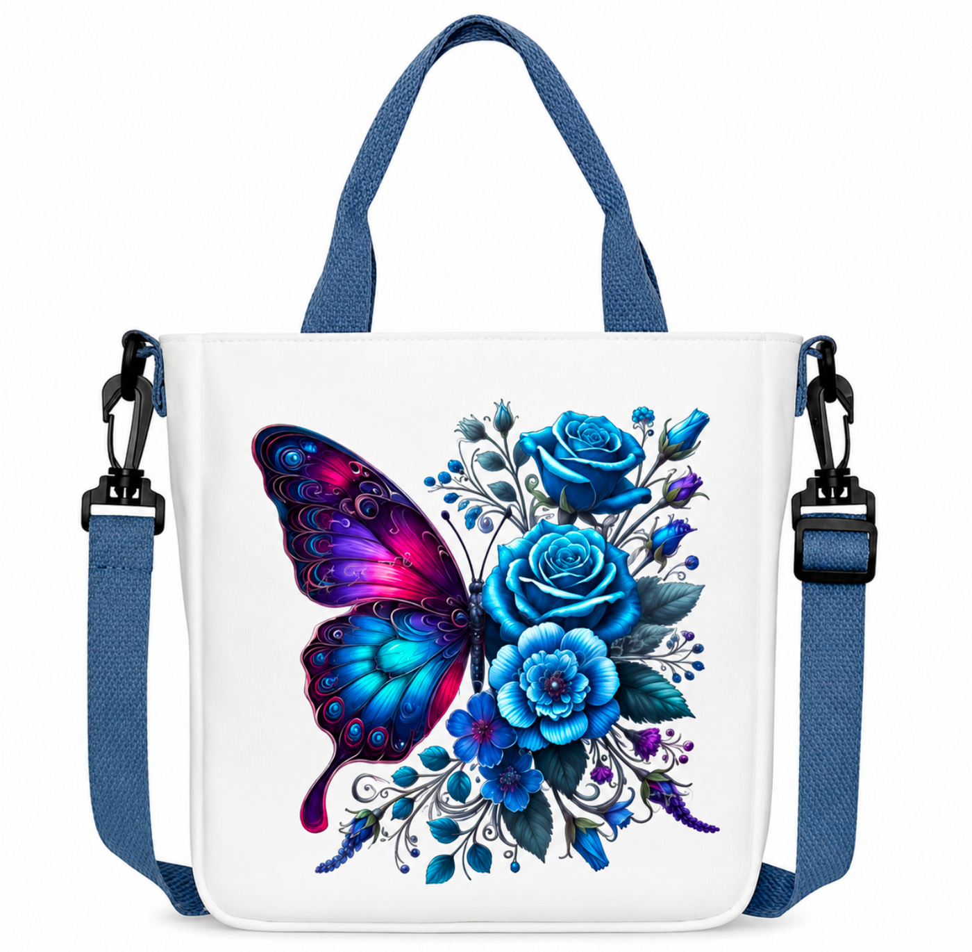 🦋 Vintage Butterfly Canvas Shoulder Bag – Floral Crossbody Tote Handbag with Zip Closure ✨ - Truly Yours