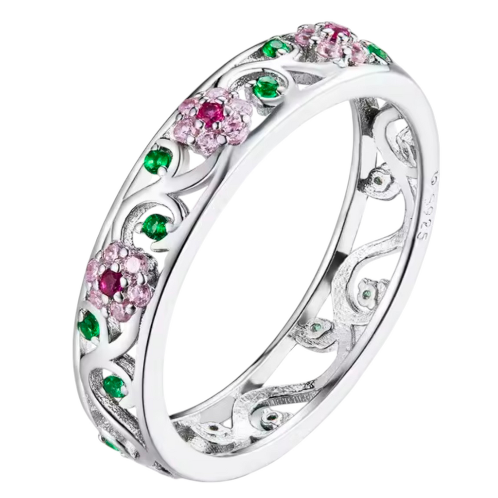 Floral CZ Sterling Silver Ring - Truly Yours