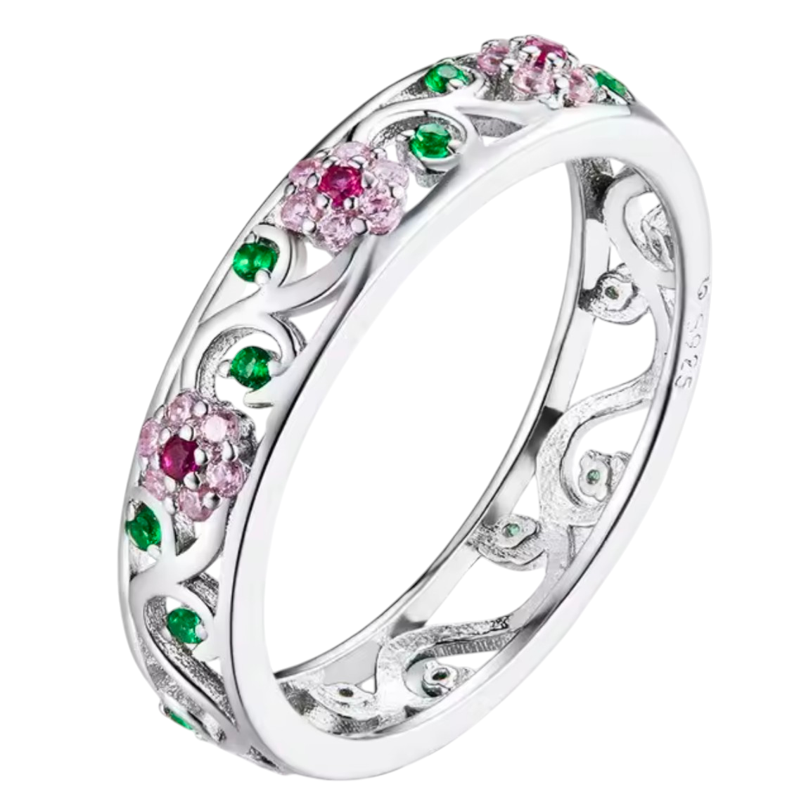 Floral CZ Sterling Silver Ring - Truly Yours