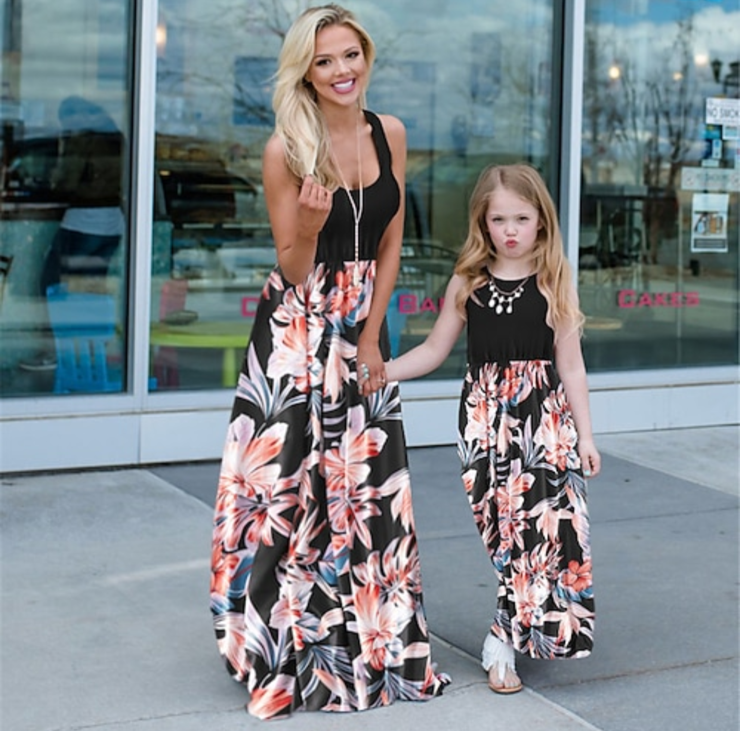 Mummy & Me Tropical Floral Matching Maxi Dress Set