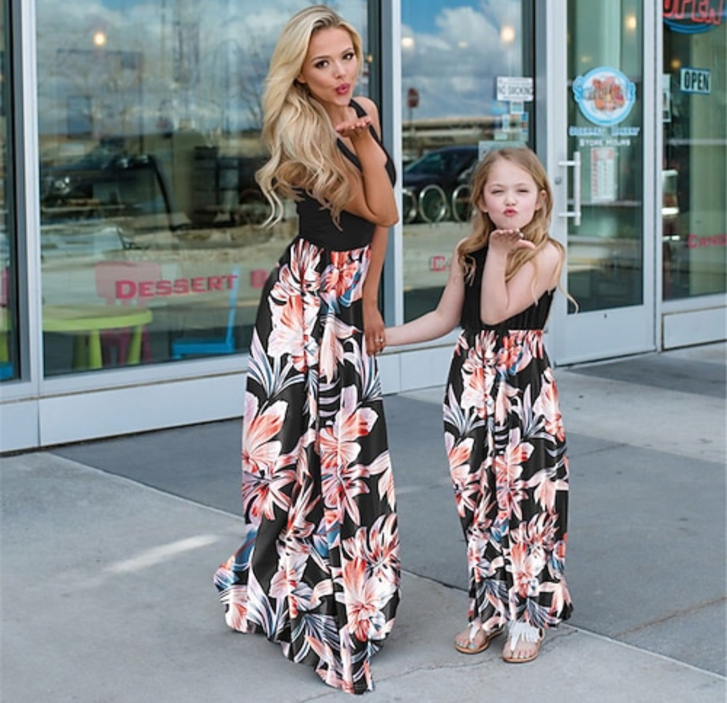 Mummy & Me Tropical Floral Matching Maxi Dress Set