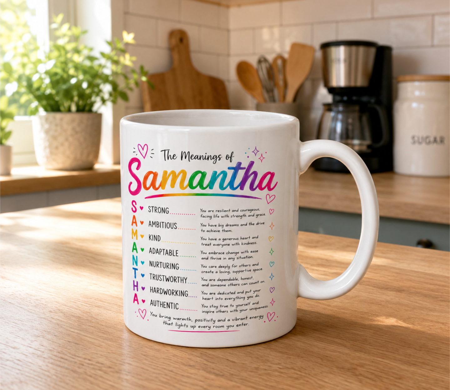 The Meanings of (name) Rainbow Ceramic Mug – Inspirational Name Gift Cup - Truly Yours
