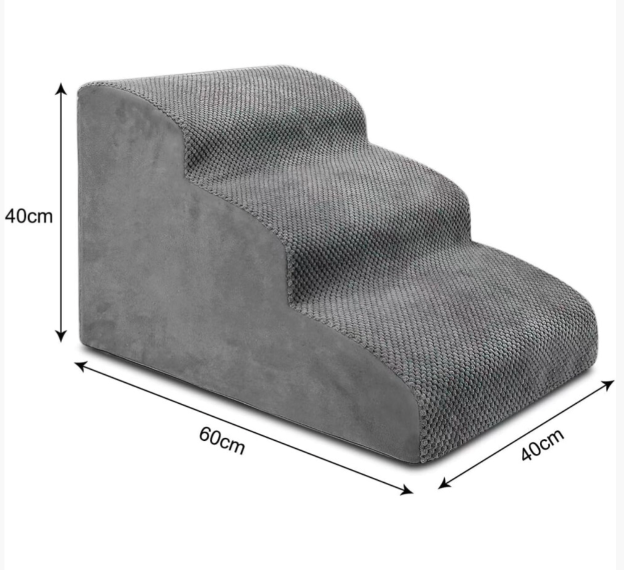 Luxury Soft Foam Pet Stairs – Washable Non-Slip Dog & Cat Steps for Sofa & Bed Grey 3-Step Ramp - Truly Yours