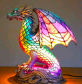 Rainbow Mosaic Dragon Tiffany Style Lamp – Colourful Stained Glass Effect Fantasy Table Light - Truly Yours