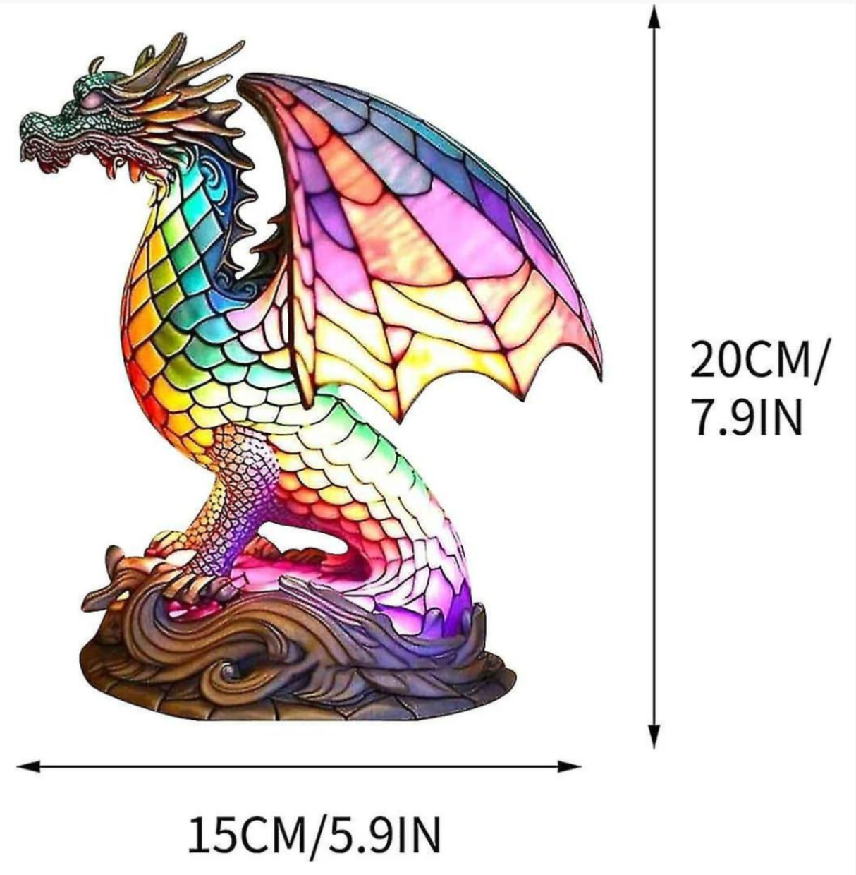 Rainbow Mosaic Dragon Tiffany Style Lamp – Colourful Stained Glass Effect Fantasy Table Light - Truly Yours