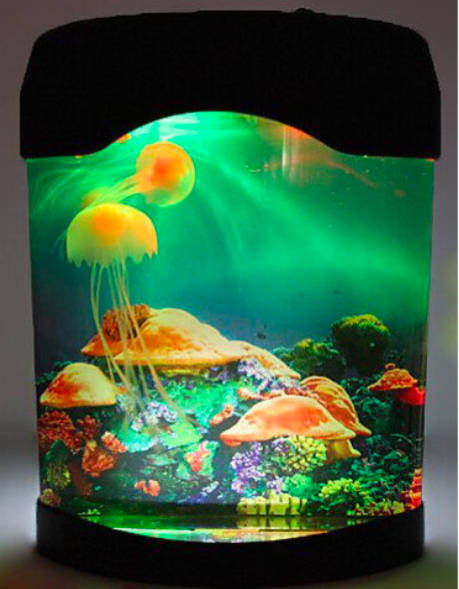 Jellyfish Aquarium Mood Light with 3 drifting silicone jellyfish, color-changing LEDs - Truly Yours