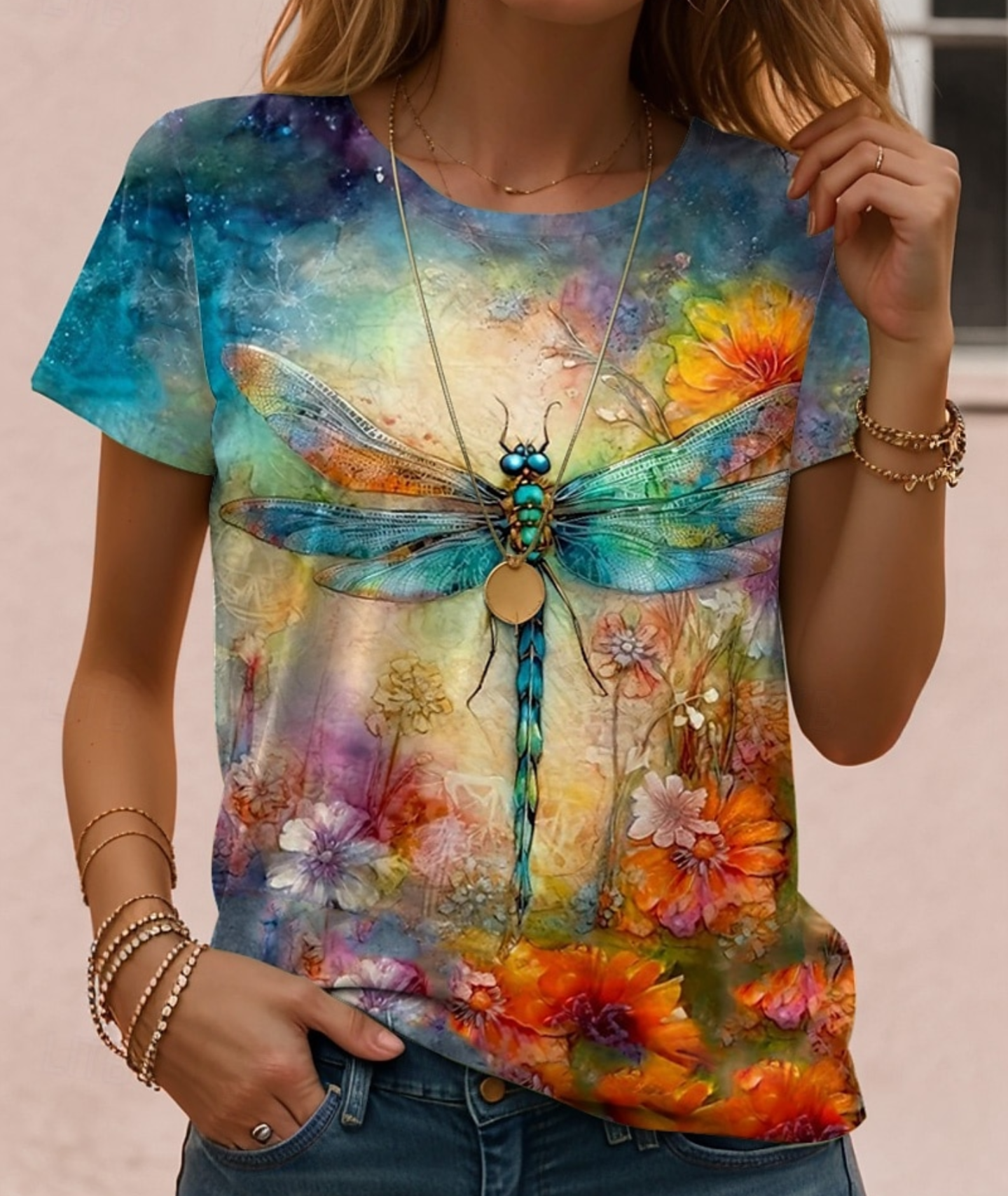 Dragonfly Bloom Watercolour T-Shirt