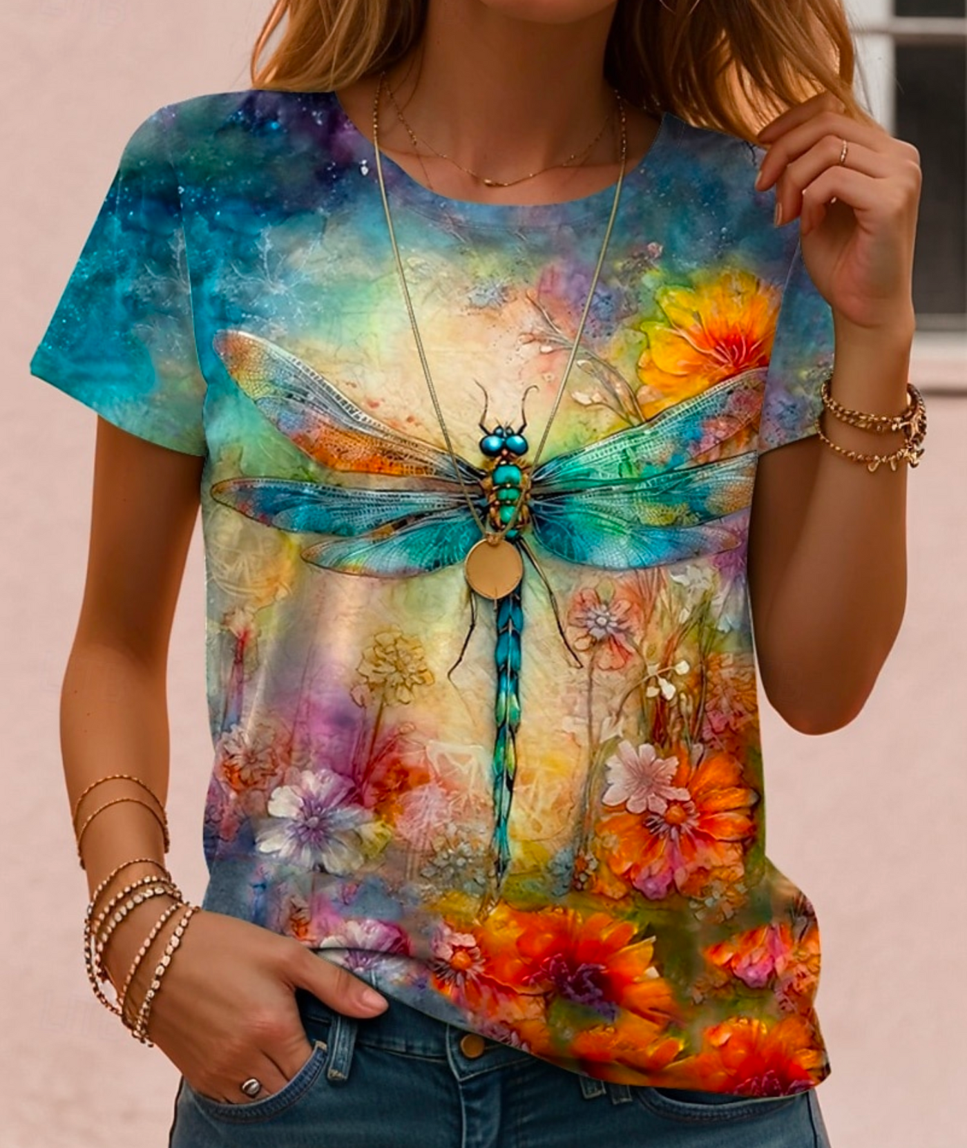 Dragonfly Bloom Watercolour T-Shirt - Truly Yours