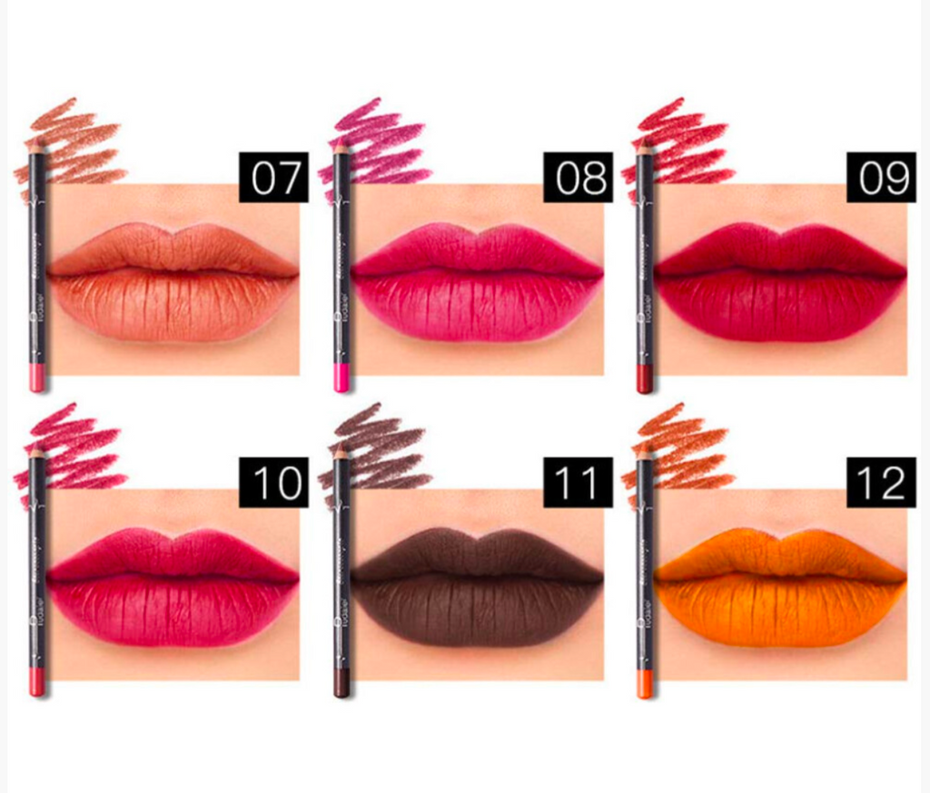 12 Piece Matte Waterproof Lip Liner Pencil Set – Long Lasting Velvet Finish Lip Contour Collection - Truly Yours