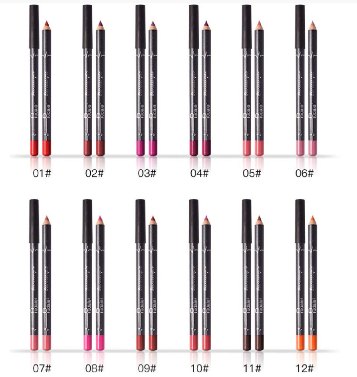 12 Piece Matte Waterproof Lip Liner Pencil Set – Long Lasting Velvet Finish Lip Contour Collection