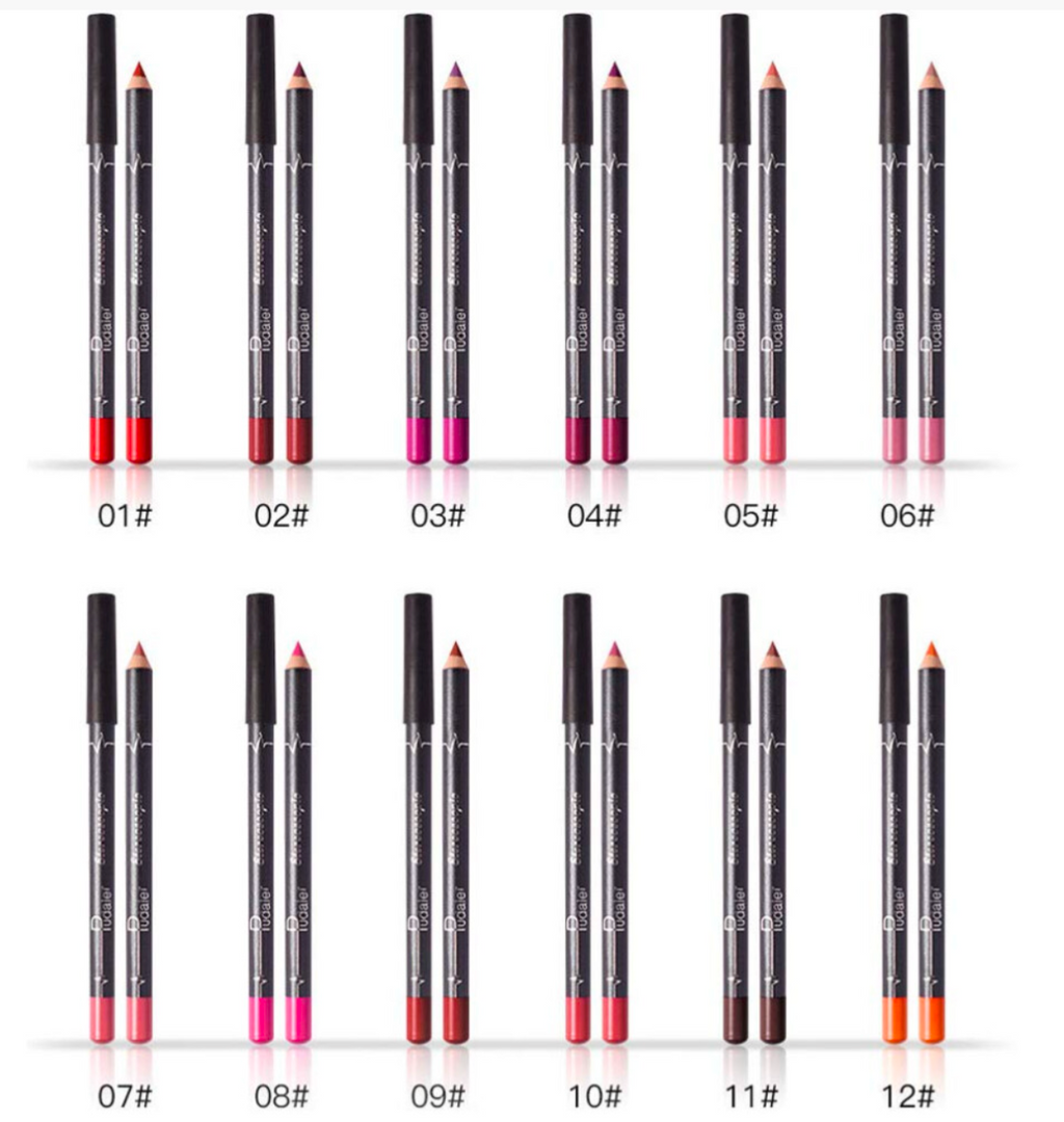 12 Piece Matte Waterproof Lip Liner Pencil Set – Long Lasting Velvet Finish Lip Contour Collection - Truly Yours