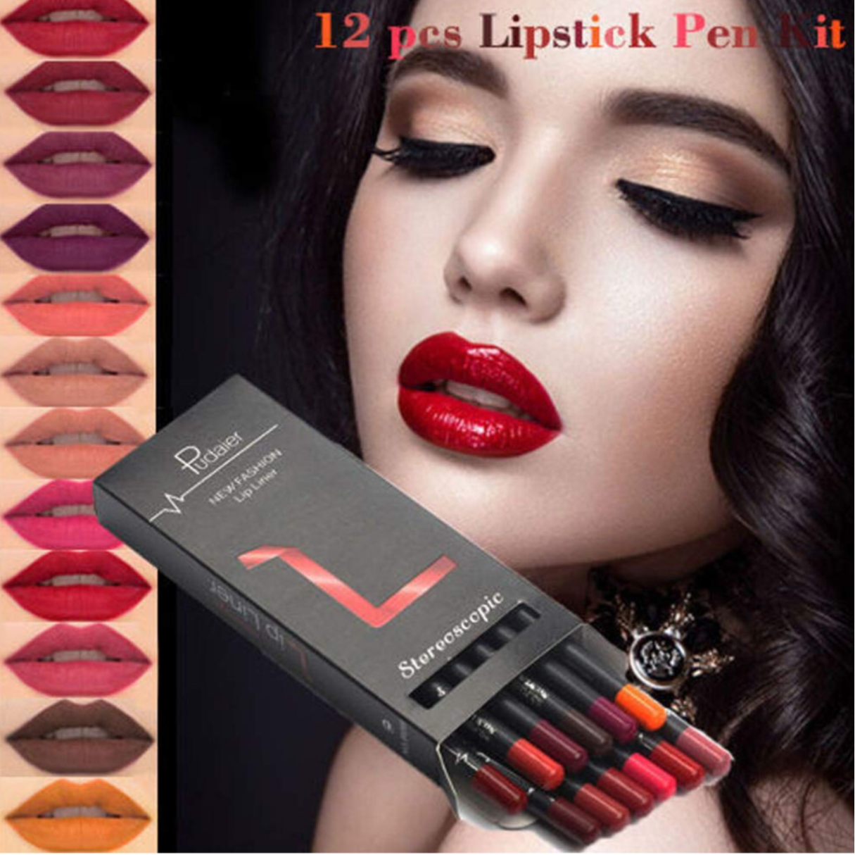 12 Piece Matte Waterproof Lip Liner Pencil Set – Long Lasting Velvet Finish Lip Contour Collection - Truly Yours