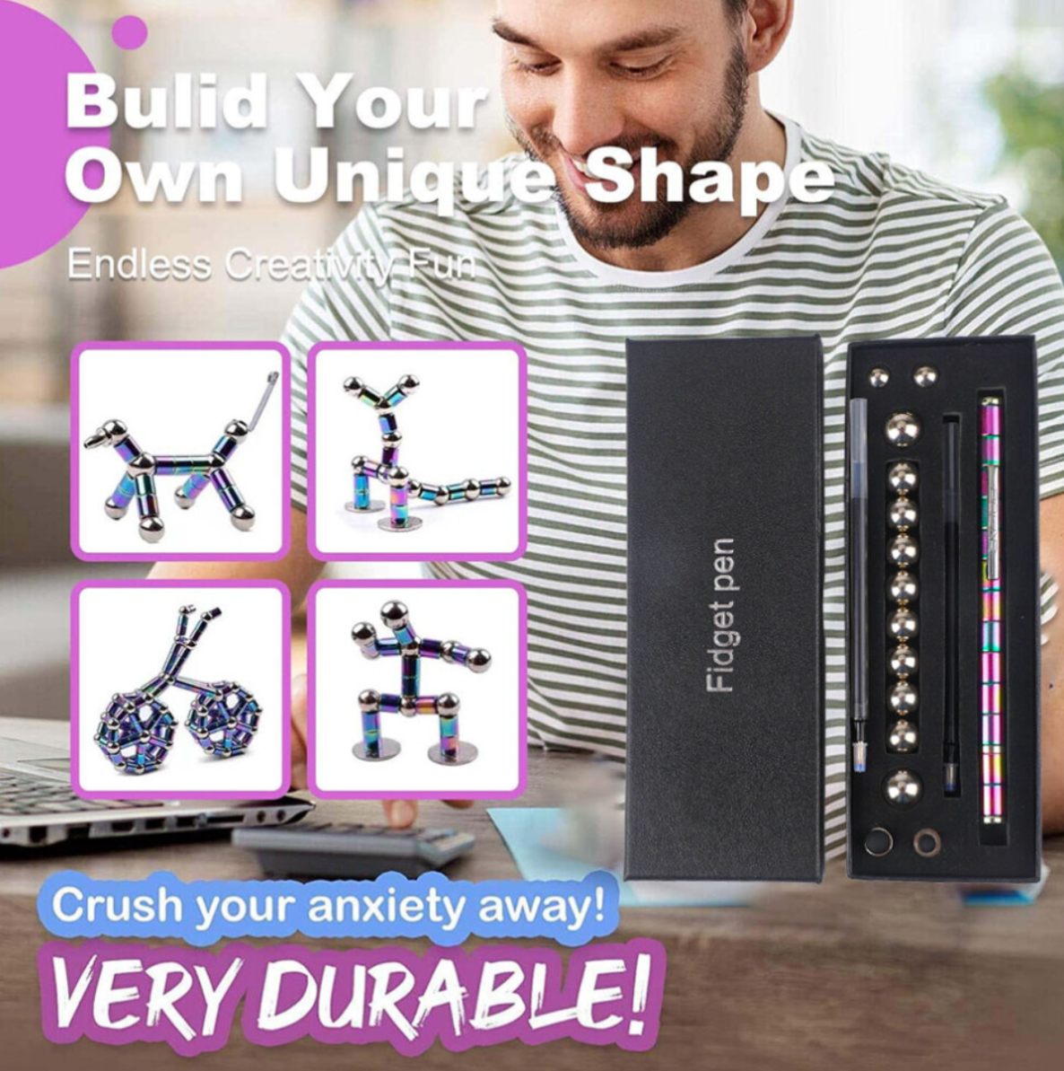 Magnetic Fidget Pen Toy – Decompression Stress Relief Pen & Puzzle Desk Gadget - Truly Yours