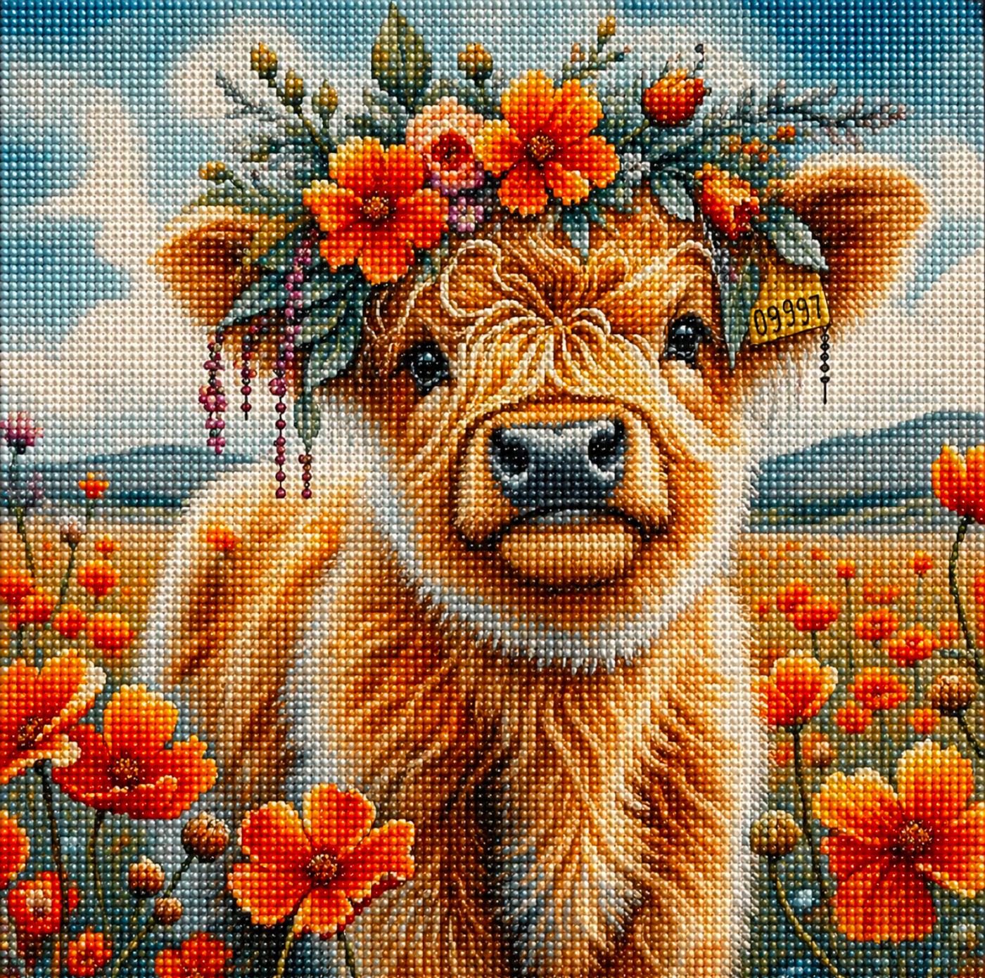 Highland Cow Floral Diamond Art Kit – 20x20cm - Truly Yours