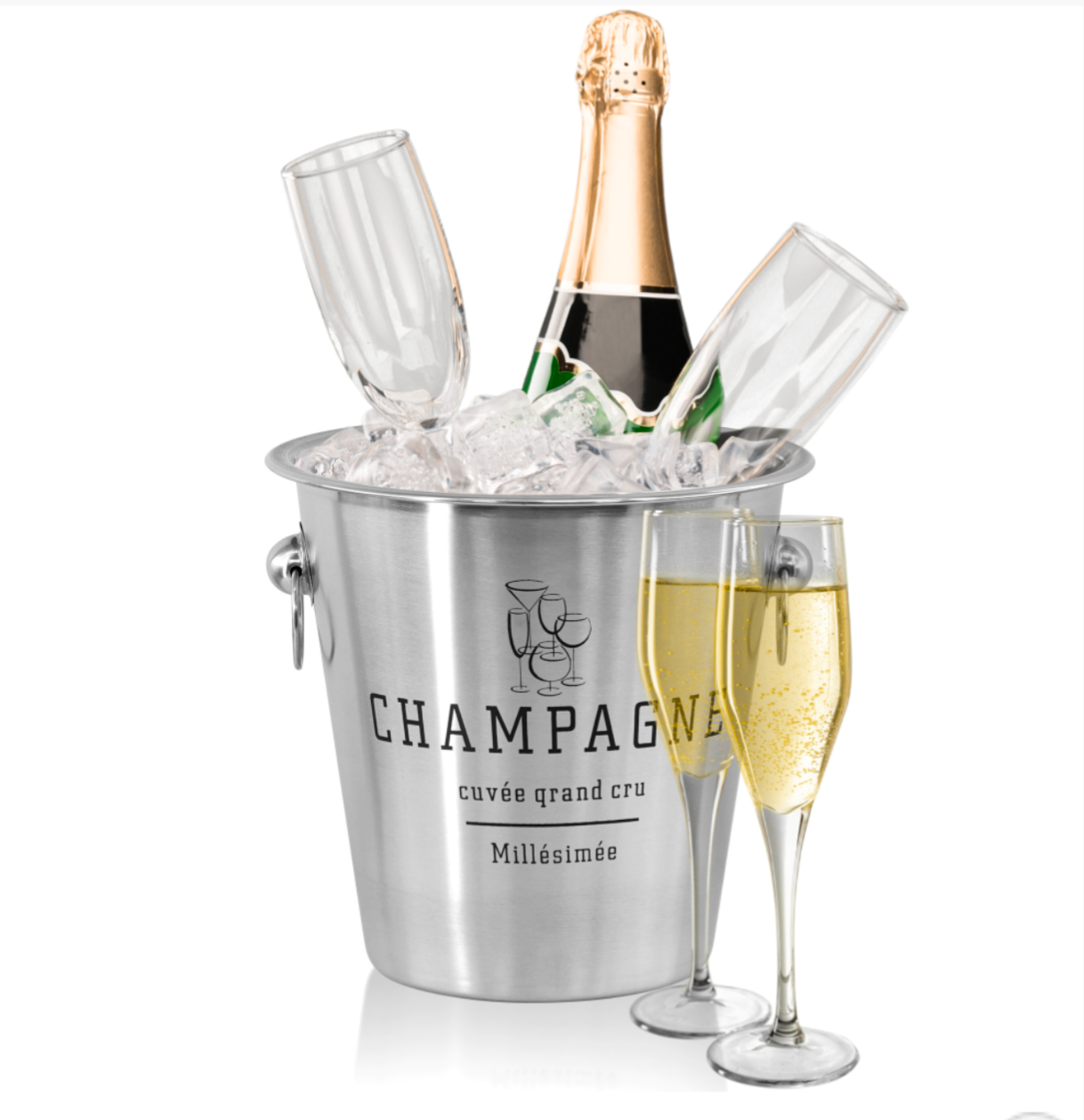 Geezy Stainless Steel French Silver Champagne & Wine Ice Bucket