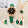 Luxury Emerald Green 5 Piece Fashion Watch & Jewellery Set - Truly Yours