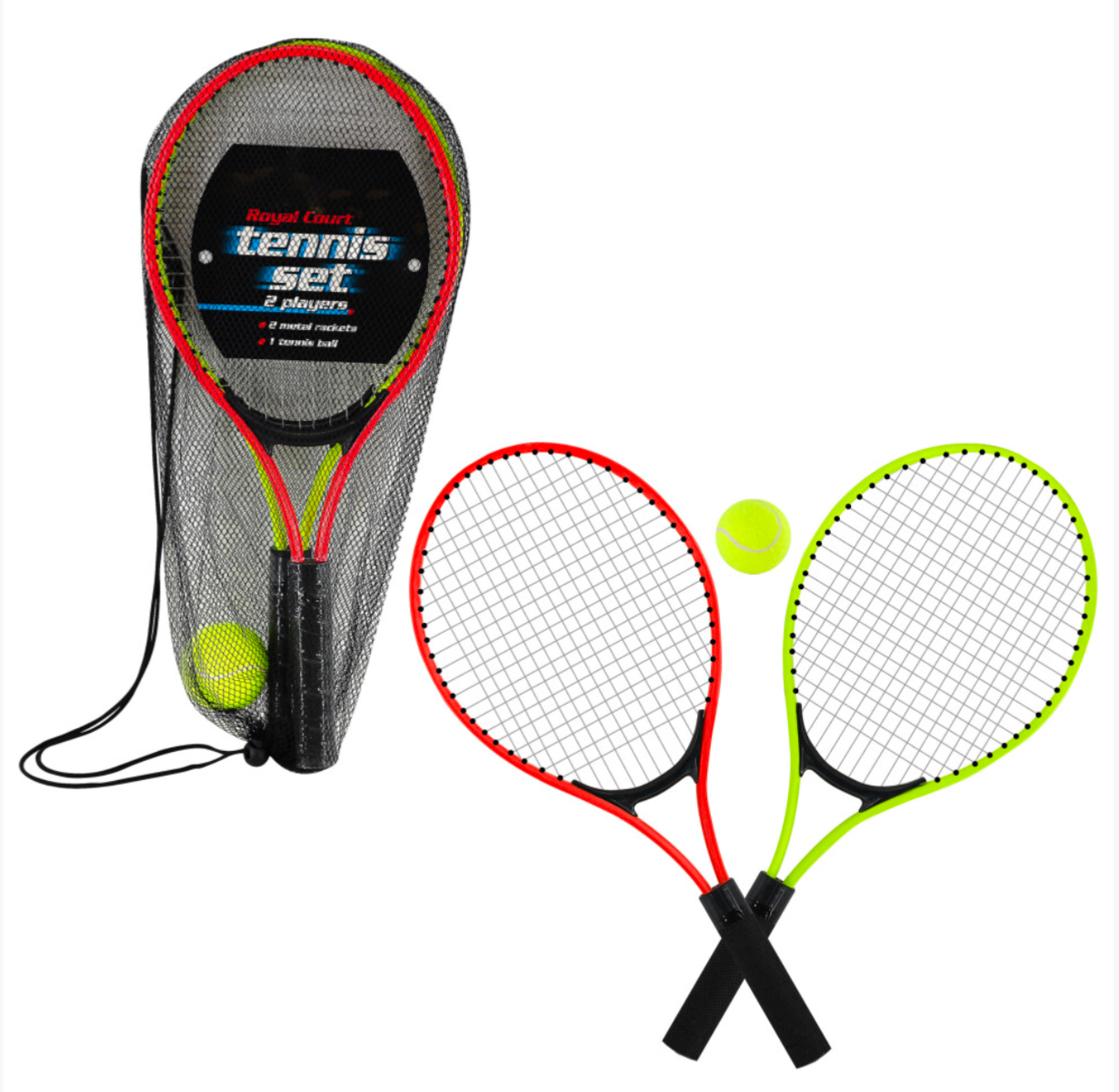 Kids Tennis Racket Set – 2 Player Outdoor Garden Tennis Game with Balls & Carry Net Bag - Truly Yours