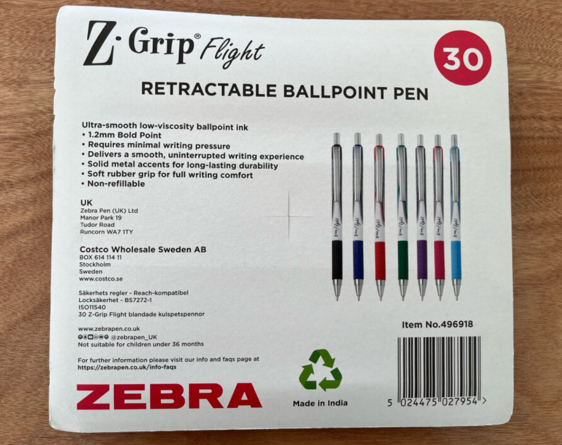 Zebra Z-Grip Flight 1.2mm Bold Point Ballpoint Pens – 30 Pack Multicolour - Truly Yours