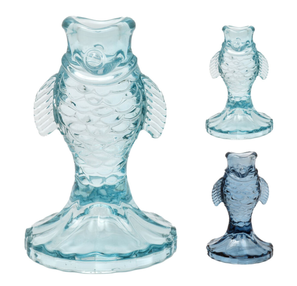 Coastal Blue Glass Fish Candle Holder