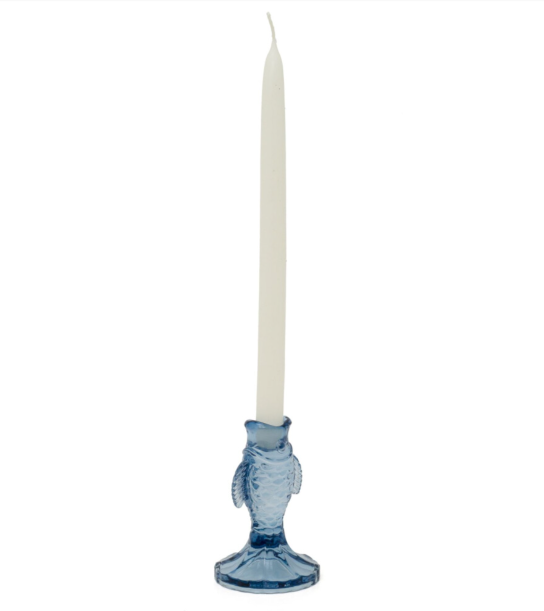 Coastal Blue Glass Fish Candle Holder - Truly Yours