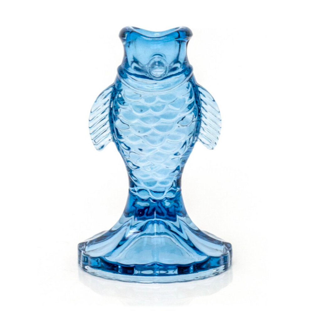 Coastal Blue Glass Fish Candle Holder - Truly Yours