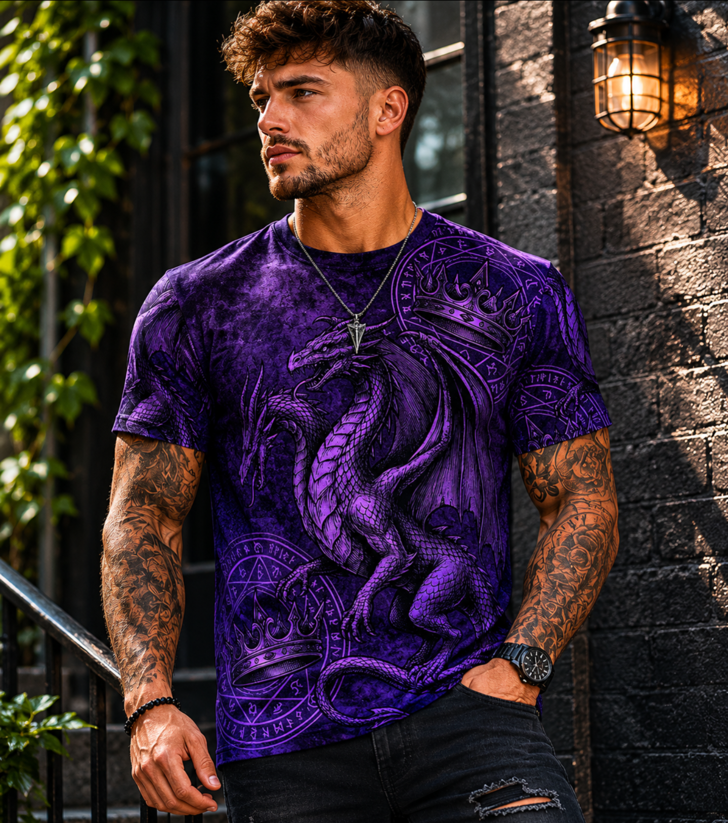 Purple Dragon Fantasy Graphic T-Shirt