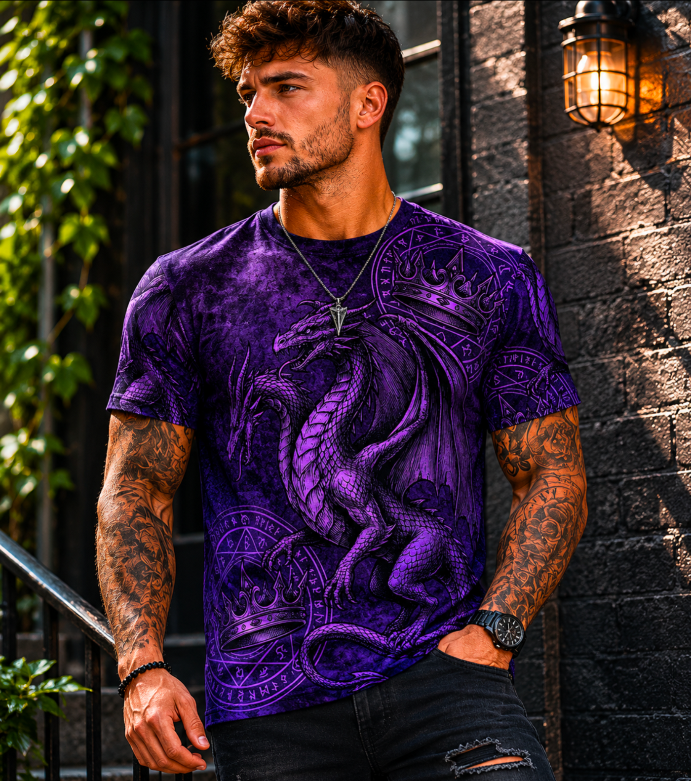 Purple Dragon Fantasy Graphic T-Shirt - Truly Yours