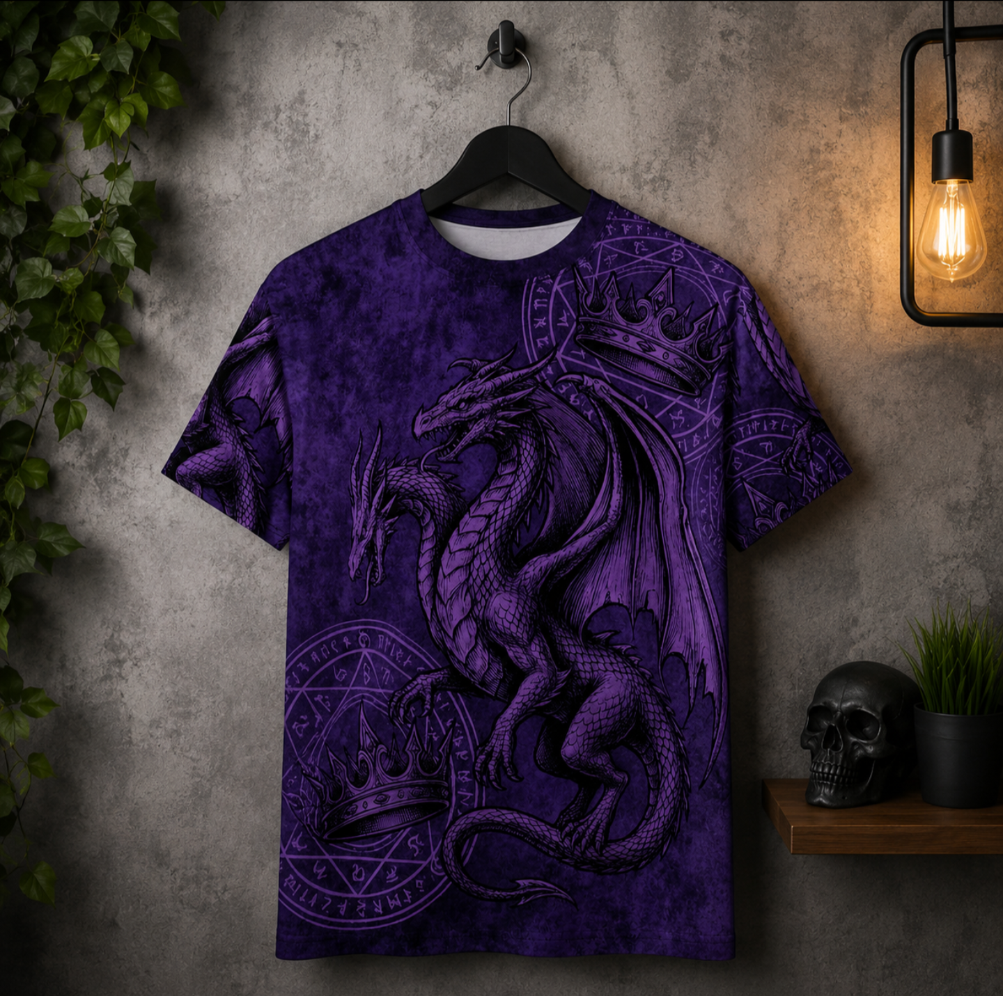 Purple Dragon Fantasy Graphic T-Shirt